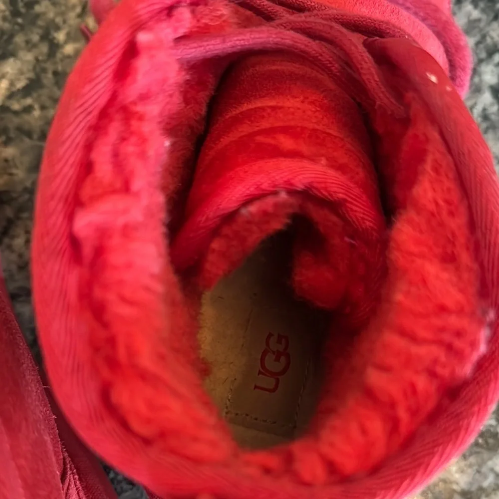UGG Red Suede lace Booties 5 EUC